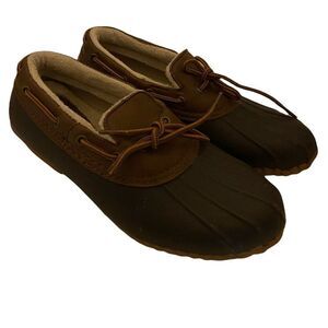 #3755 JBU GWEN WOMEN'S 8M TAN & BROWN LOW DUCK SHOES RAIN WEATHER READY